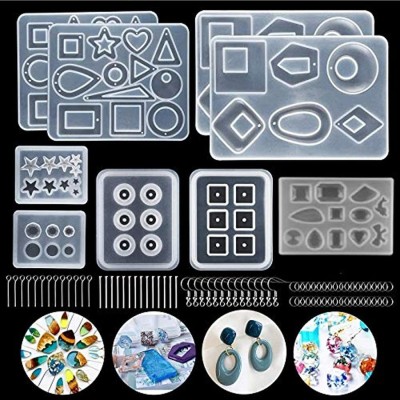 PATPAT 249pcs Earring Resin Moulds Kit Set Epoxy Casting Silicone Mould Crystal Pendant Jewellery Making Molds with Earring Hooks Jump Rings Eye Pins for Birthday Gifts Handmade Craft DIY