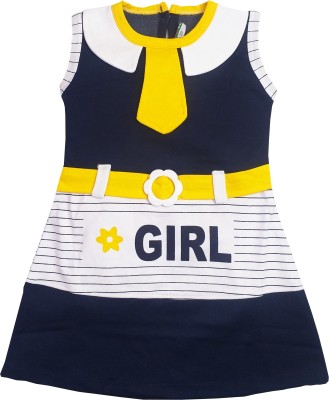 LITTLE PANDA Girls Midi/Knee Length Casual Dress(Multicolor, Sleeveless)