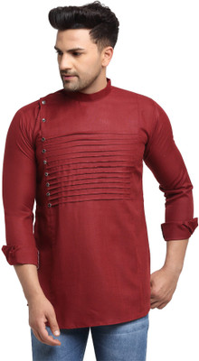 kaifoo Men Solid Straight Kurta(Maroon)