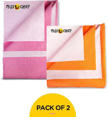 Miss & Chief by Flipkart Polyester Baby Bed Protecting Mat(Peach, Pink, Medium, Pack of 2)