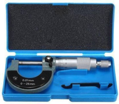 Aqeeq Enterprise Tungsten Carbide Steel Precision Micrometer 0-25mm/0.001mm Outside Micrometer Screw Gauge + Storage Box + Bracket Measurement Screw Locking Clamp + Key Wrench Precision Measuring Instrument Tool to Measure Distance Between Two Sides, Outer Diameter & Depth, External Dimensions Micro