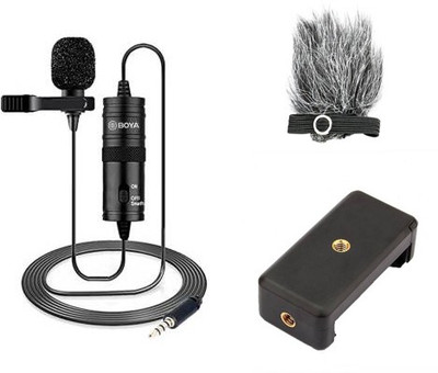 BOYA BY-M1 with Fur-Lav and Mount2 Omnidirectional Lavalier Condenser Microphone Microphone