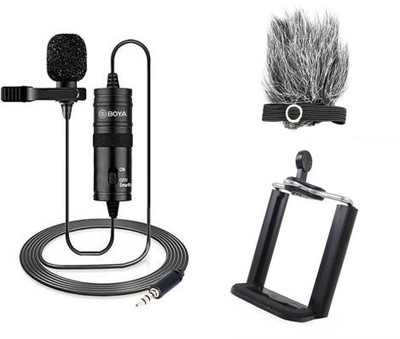 BOYA BY-M1 with Fur-Lav and Mount1 Omnidirectional Lavalier Condenser Microphone Microphone