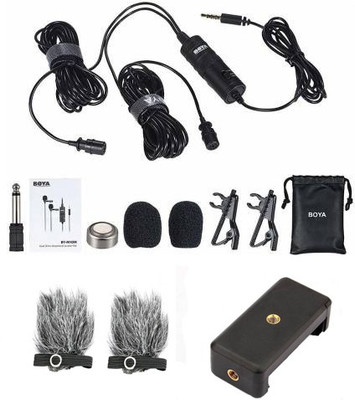 BOYA BY-M1DM with 2 Fur-Lav and Mount2 Dual omni-directional Lavalier Microphone Microphone