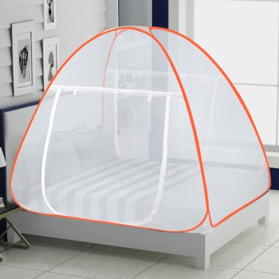 IWS Polyester Adults Washable King Size Double Bed Mosquito Net | Foldable, Lightweight and Stylish Machhardani Tent Mosquito Net(Orange, Tent)