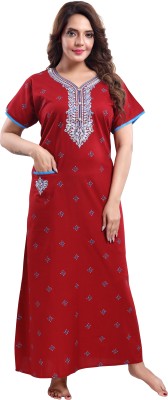 TRUNDZ Women Nighty(Red)