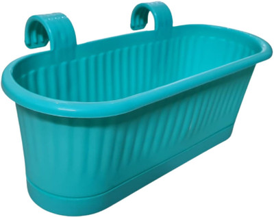 Naturally Green double hook recta oval pot with support hook and tray pack of 1 Plant Container Set(Plastic)