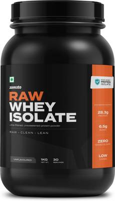 ZOMATO Raw Whey Isolate (Unflavoured) 28.3g Protein 6.5g BCAA Informed Choice certified Whey Protein  (1 kg, Unflavoured)