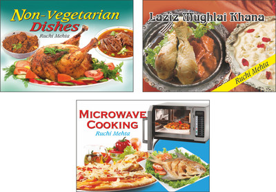 Sawan Present Set Of 3 Ruchi Mehta Cookery Books | Non-Vegetarian Dishes, Laziz Mughlai Khana And Microwave Cooking(Paperback, Manoj Publications)