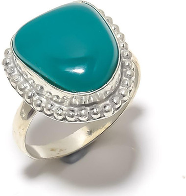 Krishnaimpex Metal Onyx Silver Plated Ring