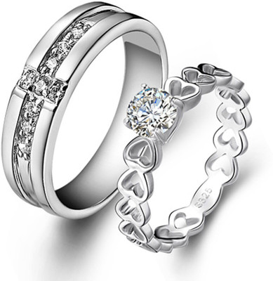 ANORI Brass, Stainless Steel, Copper Cubic Zirconia Rhodium, Silver, Titanium Plated Ring