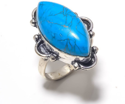Krishnaimpex Metal Turquoise Silver Plated Ring