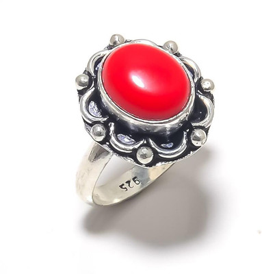 Krishnaimpex Metal Coral Silver Plated Ring