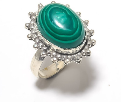 Krishnaimpex Metal Malachite Silver Plated Ring