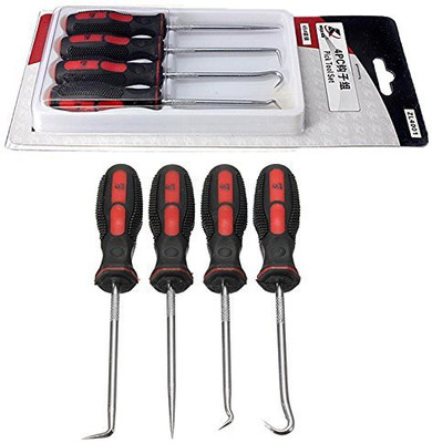 A&S TOOLSHOP Car Automotive Extra Long Hook and Pick Set O-Ring Seal Remover Craft Hobby Tool screw driver type Combination Screwdriver Set(Pack of 4)