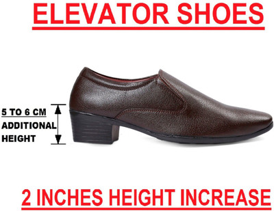 BXXY Men's Height Increasing High Heel Formal Office Wear Slip-on Shoes Slip On For Men(Brown , 7)