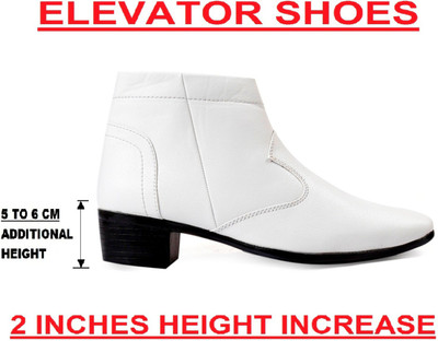 BXXY Men's Casual Hight Increasing Zipper Slip-on Boots Boots For Men(White , 9)