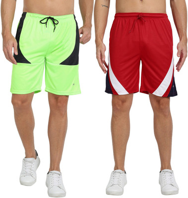 FTX Color Block Men Green, Red Regular Shorts