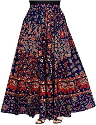 Himanshu Collection Floral Print Women Flared Blue Skirt