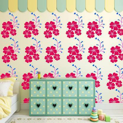 Aaradhya Collection Reusable DIY Designer PVC Wall Stencil Painting for Home Decoration (Flower Design, 16 x 24 inches) B5051 Wall Stencil Stencil(Pack of 1, Flower)