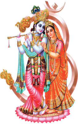 Masstone 60 cm Lord Radhe Krishna with Flute Religious God Wall Sticker Self Adhesive Sticker(Pack of 1)