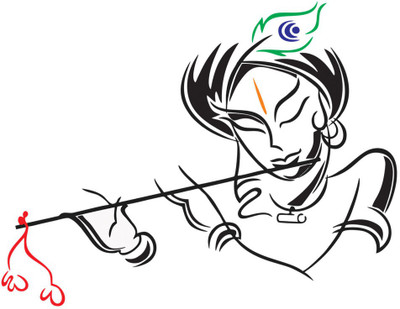 Masstone 81 cm Lord Krishna with Flute Religious God Wall Sticker Self Adhesive Sticker(Pack of 1)