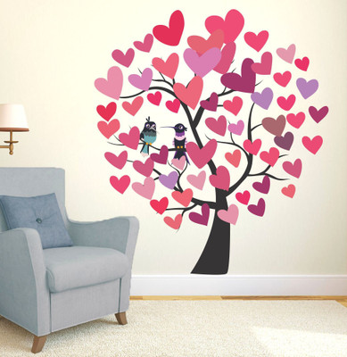 StickerYard 71 cm Heart Tree Self Adhesive Sticker(Pack of 1)