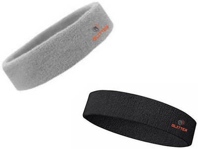 Glitter Non Slip Moisture Wicking Work Out Cotton Head Band For Men's & Women's Head Support(Grey, Black)