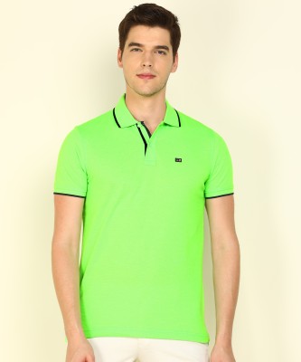 Arrow Sport Solid Men Polo Neck Green T-Shirt