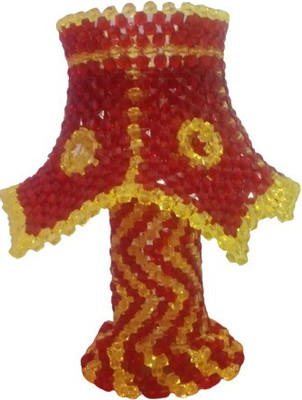 handicraft akshaadi Classic Red & Yellow conical shade and beautiful Table Lamp for Bedroom and Drawing Room table lamp Table Lamp(30 cm, Red)