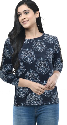 greens chilli Casual Printed Women Dark Blue, White Top