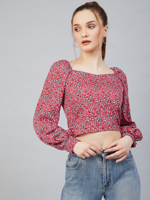 RARE Casual Printed Women Red Top