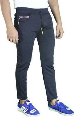 Just Try Solid Men Black Track Pants