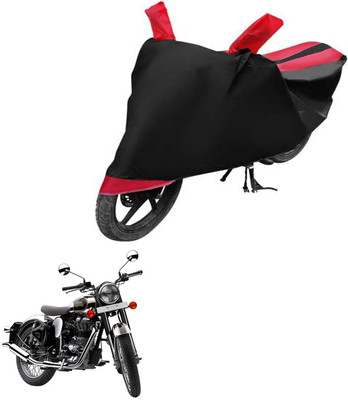 bikecar Two Wheeler Cover for Royal Enfield(Classic Chrome, Black, Red)