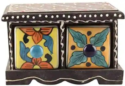 SMART HANDICRAFT Antique Wooden Handmade Brown Colour Jaipuri Handicraft Jewellery Box Home Decor Item ( Compartments :- 2 ) Jewellery Box Vanity Box(Brown)