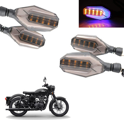 COMICAL Front, Rear LED Indicator Light for Royal Enfield Classic 500(Blue, Yellow)
