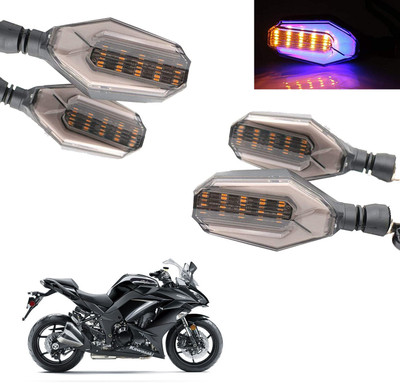 COMICAL Front, Rear LED Indicator Light for Kawasaki Universal For Bike(Blue, Yellow)