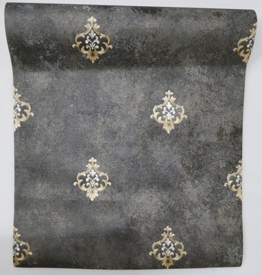 GRAH PRAVESH Embossed Classics Grey Wallpaper(L x W: 1000 cm x 53 cm)