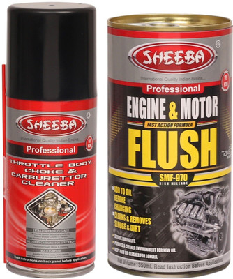 Sheeba 1 Throttle Body, Choke and Carburetor Cleaner with Extension Straw (160 ml), Engine Motor Flush (350 ml) Combo