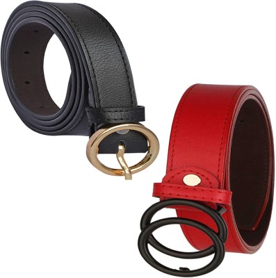 HENEDA Women Casual Black, Red Synthetic Belt