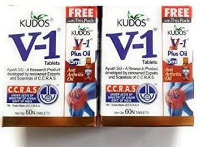 Kudos V-1 TABLET 60N PULS OIL 15ML WITH JOINTMENT 15G ANTI ARTHRITIS OIL Capsules(2 x 90 g)