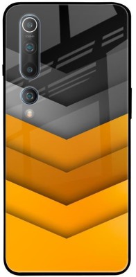 QRIOH Glass Back Cover for Mi 10 Pro(Yellow, Grey, Grip Case, Silicon, Pack of: 1)