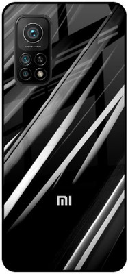 QRIOH Glass Back Cover for Mi 10T Pro(Black, White, Grip Case, Silicon, Pack of: 1)