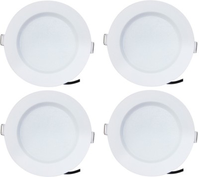 BENE Bene LED 7w Round Recessed Light, Color of LED Blue (Pack of 4 Pcs) Recessed Ceiling Lamp(White)
