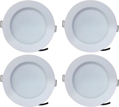 BENE Bene LED 7w Round Recessed Light, Color of LED Green (Pack of 4 Pcs) Recessed Ceiling Lamp(White)