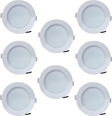 BENE Bene LED 7w Round Recessed Light, Color of LED Blue (Pack of 8 Pcs) Recessed Ceiling Lamp(White)