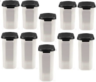 lockdown Plastic Grocery Container  - 2000 ml, 1000 ml(Pack of 10, Black, Clear)