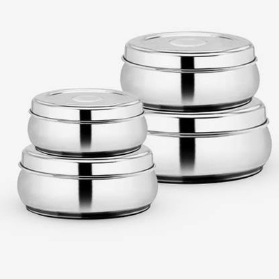 BAITHAK Steel Grocery Container  - 1650 ml(Pack of 4, Silver)