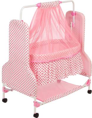Miss &amp; Chief New Born Baby Swing Baby Cradle Baby Crib Baby Jhula with Mattress Pillow Adjustable Height and Mosquito Net  (Pink)