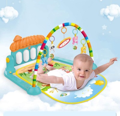 DIKUJI ENTERPRISE Latest Baby’s Piano Gym Kick and Play Multi-Function ABS High Grade Plastic Piano Baby Gym and Fitness Rack with Hanging Rattles, Music & Light.(up to 2 Year) (Multicolor)(Multicolor)